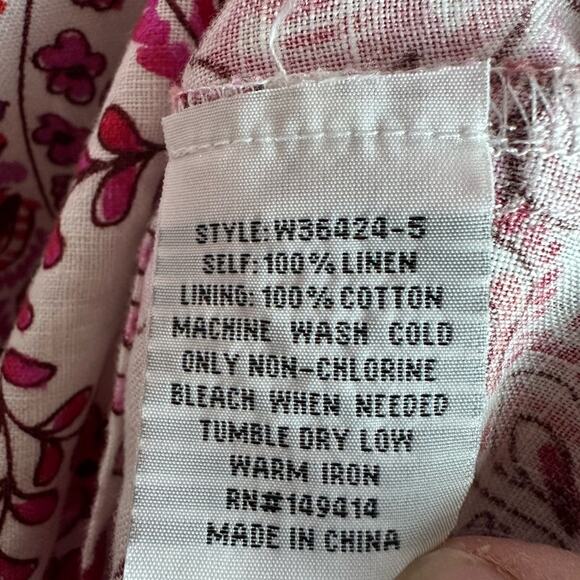 Johnny Was White Red sleeveles dress linen Bahamian cotton lining hippie coastal - Picture 8 of 11